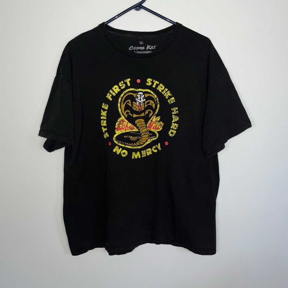 Cobra Kai Strike First Hard No Mercy T-Shirt Mens XL Black Short Sleeve Crew